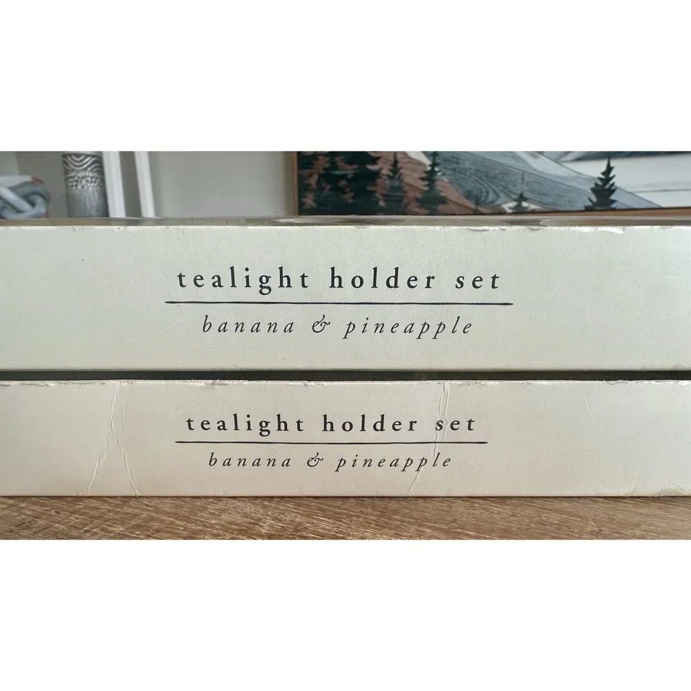 VTG Pier 1 Imports Candle Holder Banana‎ Pineapple Scented Candles (pack Of 2)